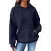 imageSHEWIN Womens Hoodies Casual Long Sleeve Drawstring Waffle Pullover Tops Loose Hooded Sweatshirt with PocketBnavy Blue