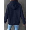 imageSHEWIN Womens Hoodies Casual Long Sleeve Drawstring Waffle Pullover Tops Loose Hooded Sweatshirt with PocketBnavy Blue