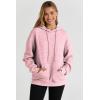 imageSHEWIN Womens Hoodies Casual Long Sleeve Drawstring Waffle Pullover Tops Loose Hooded Sweatshirt with PocketBpink