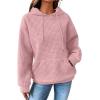 imageSHEWIN Womens Hoodies Casual Long Sleeve Drawstring Waffle Pullover Tops Loose Hooded Sweatshirt with PocketBpink