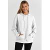 imageSHEWIN Womens Hoodies Casual Long Sleeve Drawstring Waffle Pullover Tops Loose Hooded Sweatshirt with PocketBwhite