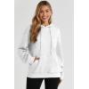 imageSHEWIN Womens Hoodies Casual Long Sleeve Drawstring Waffle Pullover Tops Loose Hooded Sweatshirt with PocketBwhite