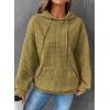 imageSHEWIN Womens Hoodies Casual Long Sleeve Drawstring Waffle Pullover Tops Loose Hooded Sweatshirt with PocketDarmy Green