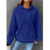 imageSHEWIN Womens Hoodies Casual Long Sleeve Drawstring Waffle Pullover Tops Loose Hooded Sweatshirt with PocketDdeep Blue