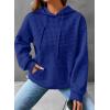 imageSHEWIN Womens Hoodies Casual Long Sleeve Drawstring Waffle Pullover Tops Loose Hooded Sweatshirt with PocketDdeep Blue