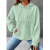 imageSHEWIN Womens Hoodies Casual Long Sleeve Drawstring Waffle Pullover Tops Loose Hooded Sweatshirt with PocketDmint Green