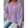 imageSHEWIN Womens Hoodies Casual Long Sleeve Drawstring Waffle Pullover Tops Loose Hooded Sweatshirt with PocketDpurple