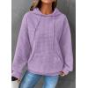 imageSHEWIN Womens Hoodies Casual Long Sleeve Drawstring Waffle Pullover Tops Loose Hooded Sweatshirt with PocketDpurple