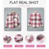 imageSHEWIN Womens Long Sleeve Plaid Shirts Flannel Lapel Button Down Shacket Jacket Coats2 Red