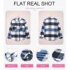 imageSHEWIN Womens Long Sleeve Plaid Shirts Flannel Lapel Button Down Shacket Jacket CoatsA Blue