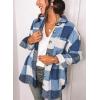 imageSHEWIN Womens Long Sleeve Plaid Shirts Flannel Lapel Button Down Shacket Jacket CoatsA Blue