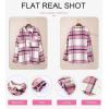 imageSHEWIN Womens Long Sleeve Plaid Shirts Flannel Lapel Button Down Shacket Jacket CoatsA Deep Pink