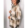 imageSHEWIN Womens Long Sleeve Plaid Shirts Flannel Lapel Button Down Shacket Jacket CoatsA Khaki