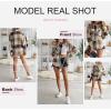 imageSHEWIN Womens Long Sleeve Plaid Shirts Flannel Lapel Button Down Shacket Jacket CoatsA Khaki