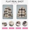 imageSHEWIN Womens Long Sleeve Plaid Shirts Flannel Lapel Button Down Shacket Jacket CoatsA Khaki