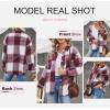 imageSHEWIN Womens Long Sleeve Plaid Shirts Flannel Lapel Button Down Shacket Jacket CoatsA Red