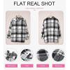 imageSHEWIN Womens Long Sleeve Plaid Shirts Flannel Lapel Button Down Shacket Jacket CoatsB Grey