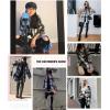 imageSHEWIN Womens Long Sleeve Plaid Shirts Flannel Lapel Button Down Shacket Jacket CoatsB Grey