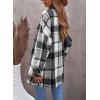 imageSHEWIN Womens Long Sleeve Plaid Shirts Flannel Lapel Button Down Shacket Jacket CoatsB Grey