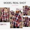 imageSHEWIN Womens Long Sleeve Plaid Shirts Flannel Lapel Button Down Shacket Jacket CoatsB Red