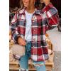 imageSHEWIN Womens Long Sleeve Plaid Shirts Flannel Lapel Button Down Shacket Jacket CoatsB Red