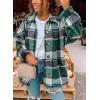 imageSHEWIN Womens Long Sleeve Plaid Shirts Flannel Lapel Button Down Shacket Jacket CoatsC Green