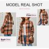 imageSHEWIN Womens Long Sleeve Plaid Shirts Flannel Lapel Button Down Shacket Jacket CoatsC1 Grey