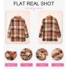 imageSHEWIN Womens Long Sleeve Plaid Shirts Flannel Lapel Button Down Shacket Jacket CoatsC1 Grey