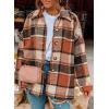 imageSHEWIN Womens Long Sleeve Plaid Shirts Flannel Lapel Button Down Shacket Jacket CoatsC1 Grey