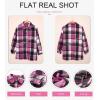 imageSHEWIN Womens Long Sleeve Plaid Shirts Flannel Lapel Button Down Shacket Jacket CoatsC1 Rose