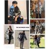 imageSHEWIN Womens Long Sleeve Plaid Shirts Flannel Lapel Button Down Shacket Jacket CoatsC1 Rose