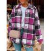 imageSHEWIN Womens Long Sleeve Plaid Shirts Flannel Lapel Button Down Shacket Jacket CoatsC1 Rose
