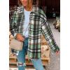 imageSHEWIN Womens Long Sleeve Plaid Shirts Flannel Lapel Button Down Shacket Jacket CoatsC2 Green
