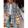 imageSHEWIN Womens Long Sleeve Plaid Shirts Flannel Lapel Button Down Shacket Jacket CoatsC2 Light Grey