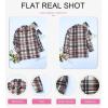imageSHEWIN Womens Long Sleeve Plaid Shirts Flannel Lapel Button Down Shacket Jacket CoatsC2 Pink