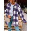 imageSHEWIN Womens Long Sleeve Plaid Shirts Flannel Lapel Button Down Shacket Jacket CoatsC2 Purple