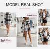 imageSHEWIN Womens Long Sleeve Plaid Shirts Flannel Lapel Button Down Shacket Jacket CoatsGrey