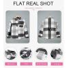 imageSHEWIN Womens Long Sleeve Plaid Shirts Flannel Lapel Button Down Shacket Jacket CoatsGrey