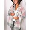 imageSHEWIN Womens Long Sleeve Plaid Shirts Flannel Lapel Button Down Shacket Jacket CoatsPink