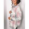 imageSHEWIN Womens Long Sleeve Plaid Shirts Flannel Lapel Button Down Shacket Jacket CoatsPink