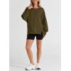 imageSHEWIN Womens Oversized Reverse Seam Sweatshirt Casual Long Sleeve Crewneck Lightweight Pullover Tops Loose SweatshirtsA Brown