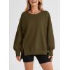 imageSHEWIN Womens Oversized Reverse Seam Sweatshirt Casual Long Sleeve Crewneck Lightweight Pullover Tops Loose SweatshirtsA Brown