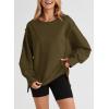 imageSHEWIN Womens Oversized Reverse Seam Sweatshirt Casual Long Sleeve Crewneck Lightweight Pullover Tops Loose SweatshirtsA Brown