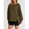 imageSHEWIN Womens Oversized Reverse Seam Sweatshirt Casual Long Sleeve Crewneck Lightweight Pullover Tops Loose SweatshirtsA Brown