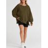 imageSHEWIN Womens Oversized Reverse Seam Sweatshirt Casual Long Sleeve Crewneck Lightweight Pullover Tops Loose SweatshirtsA Brown