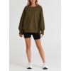 imageSHEWIN Womens Oversized Reverse Seam Sweatshirt Casual Long Sleeve Crewneck Lightweight Pullover Tops Loose SweatshirtsA Brown