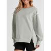 imageSHEWIN Womens Oversized Reverse Seam Sweatshirt Casual Long Sleeve Crewneck Lightweight Pullover Tops Loose SweatshirtsA Gray