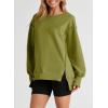 imageSHEWIN Womens Oversized Reverse Seam Sweatshirt Casual Long Sleeve Crewneck Lightweight Pullover Tops Loose SweatshirtsA Green