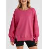 imageSHEWIN Womens Oversized Reverse Seam Sweatshirt Casual Long Sleeve Crewneck Lightweight Pullover Tops Loose SweatshirtsA Rose