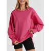imageSHEWIN Womens Oversized Reverse Seam Sweatshirt Casual Long Sleeve Crewneck Lightweight Pullover Tops Loose SweatshirtsA Rose